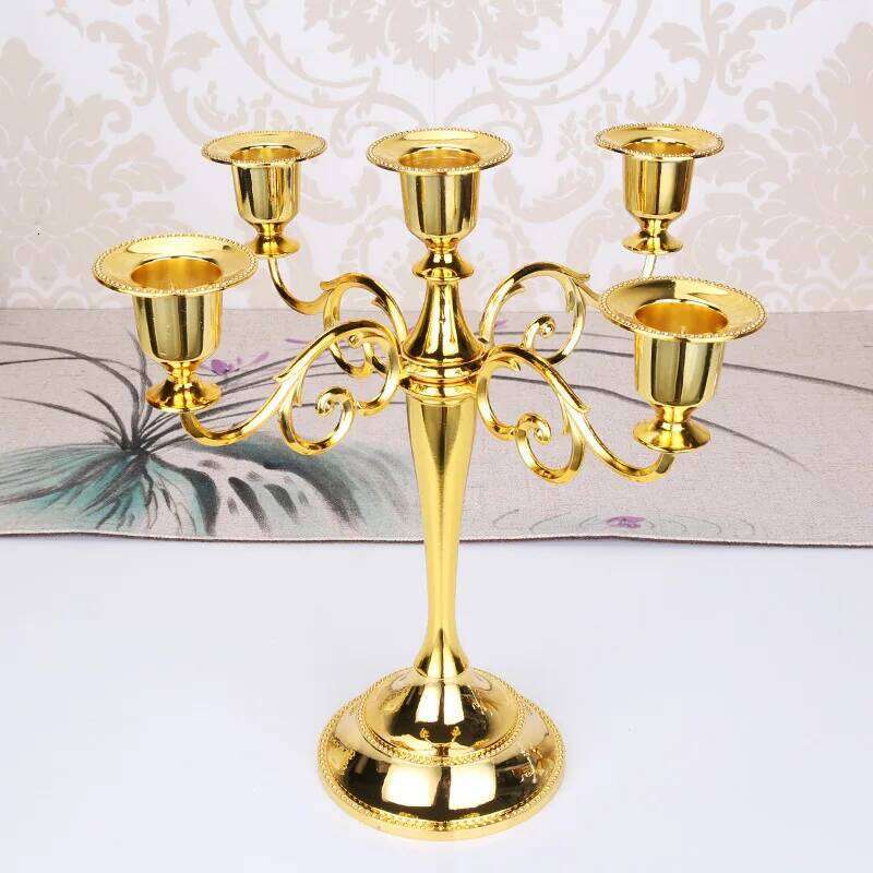 Silver Gold Bronze Black 5-Arm Candle Holder Stand Candelabra Dinner Candlestick H260310