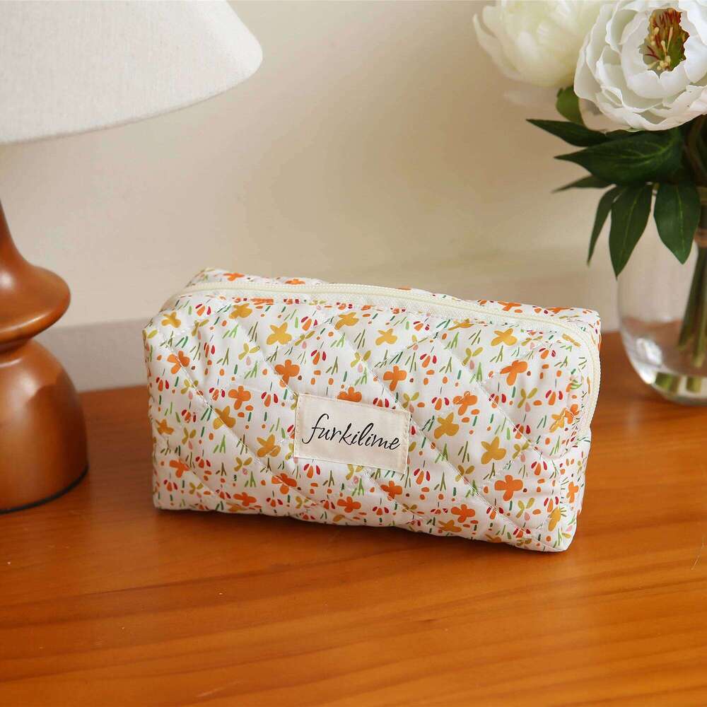 French Style Floral Art Fresh Stitching Cosmetic Bag For Makeup Skincare Travel Daily Storage Summer With Multi-Purpose Flowers XJ260310