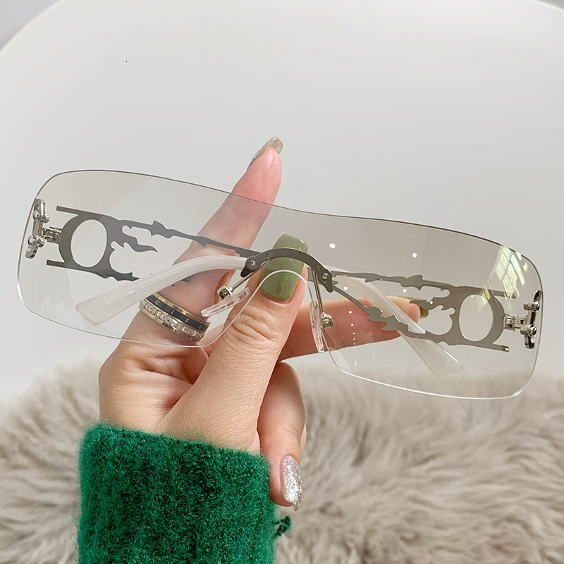Bella style hollow Y2K millennium hot girl frameless cut-edge sunglasses new eyewear