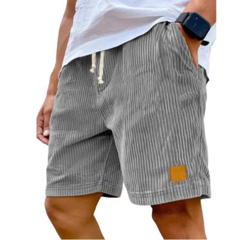 Mens Retro Corduroy Casual Shorts Men Fashion Solid Sweatpants Harajuku Corduroy Short Pants New Men Clothing Roupas N260310
