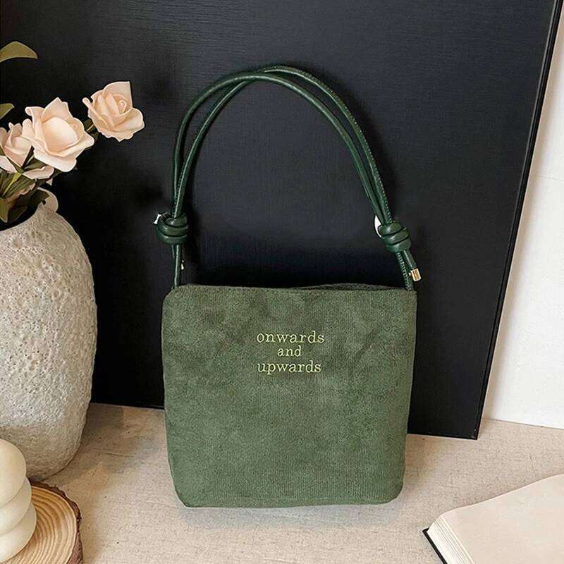 Large Capacity Women's Suede Handbag with Letter Pattern Magnetic Buckle Velvet PU Underarm Bag Retro Korean Style XJ260310