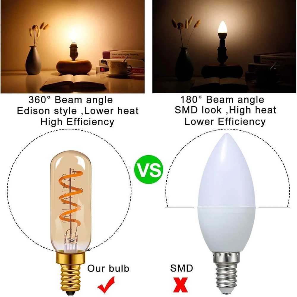 Tubular Retro Night Bulb E14 E12 220V 110V Dimmable 3W 2200K Soft Filament Living Room Table Light Chandelier Replaceable Bulbs H260310