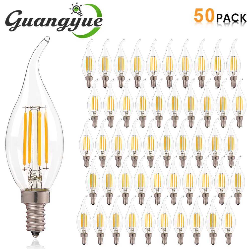 E12 E14 LED Chandelier Light Bulb 60W Equivalent Retro Candelabra Bulbs 6000K 2700K Warm White 480LM Clear Glass Lighting Lamps H260310