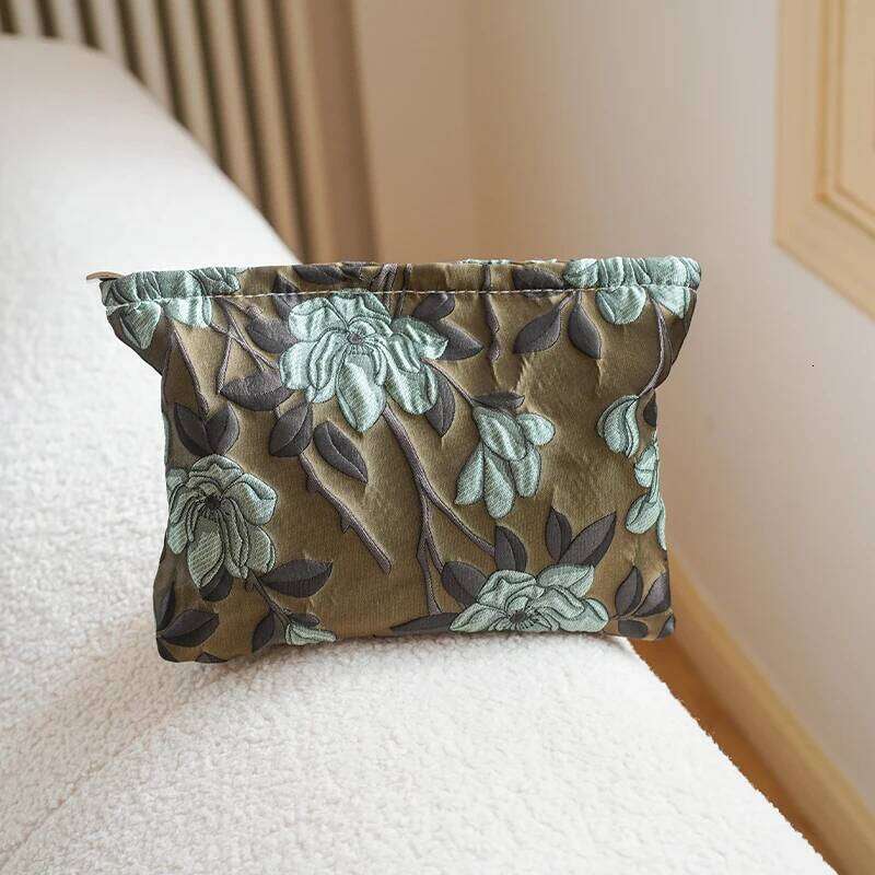 Dark green lotus large-capacity women's cosmetic portable cosmetics change storage travel toiletry commuter line bag XJ260310