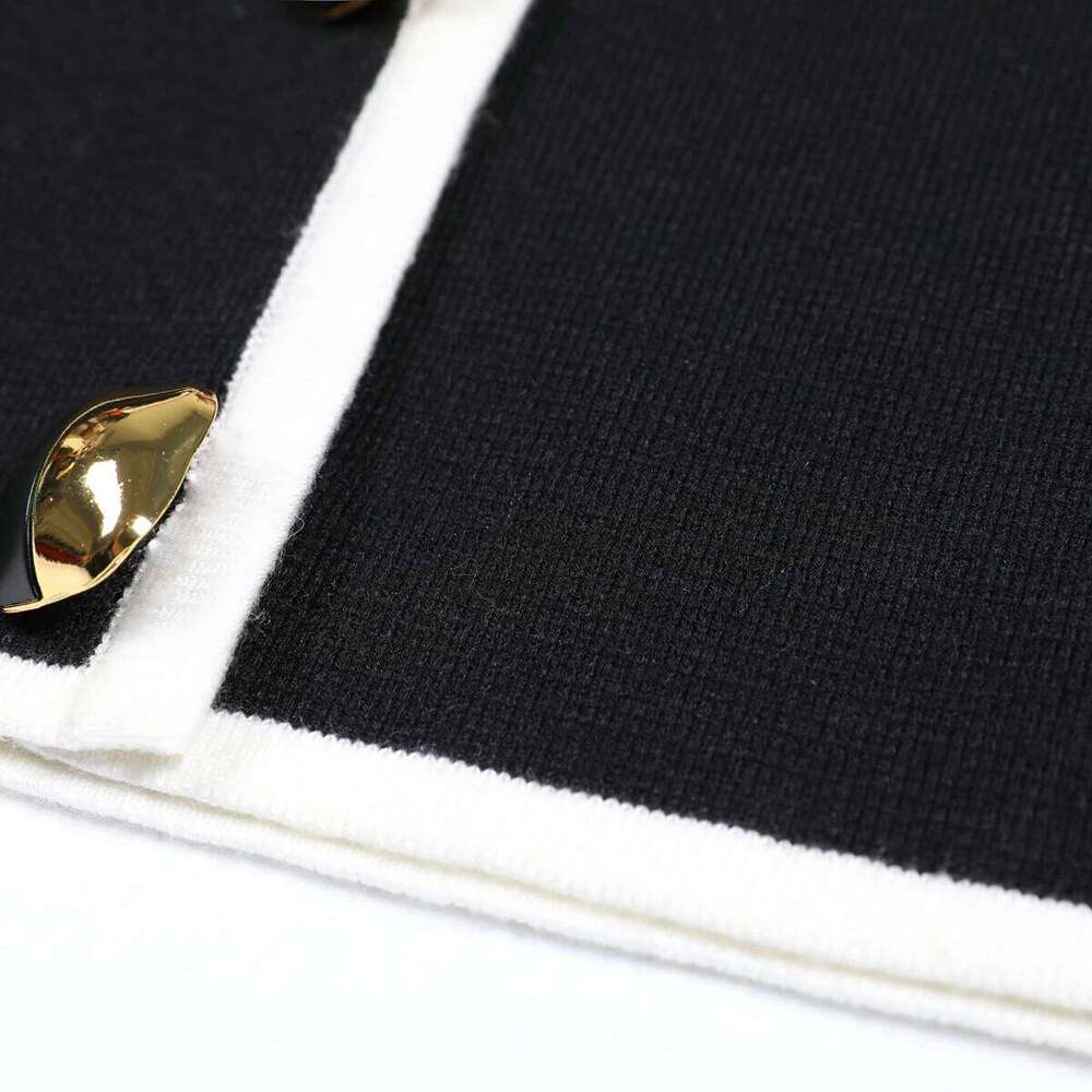 High Quality And Fashionable New Knitted Patchwork Lapel Button Long Sleeved Cardigan Straight Leg Pants Women S Suit MAKOUFEI