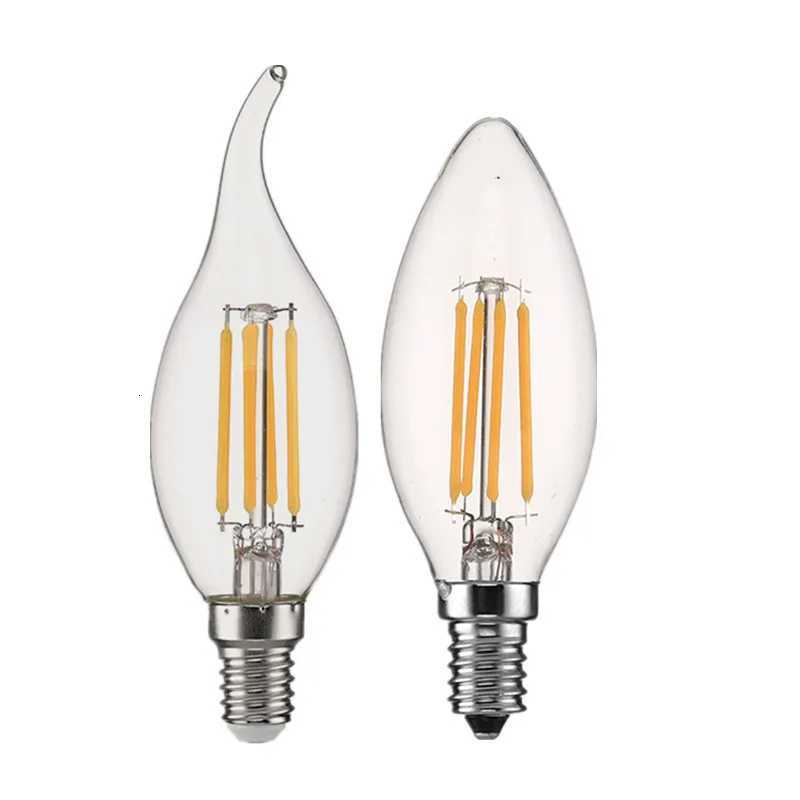 10pcs E14 LED Bulb AC220/240V 4W 6W Filament Candle Light C35 Edison Glass Bulb Retro Antique Vintage Style Cold White Warm H260310
