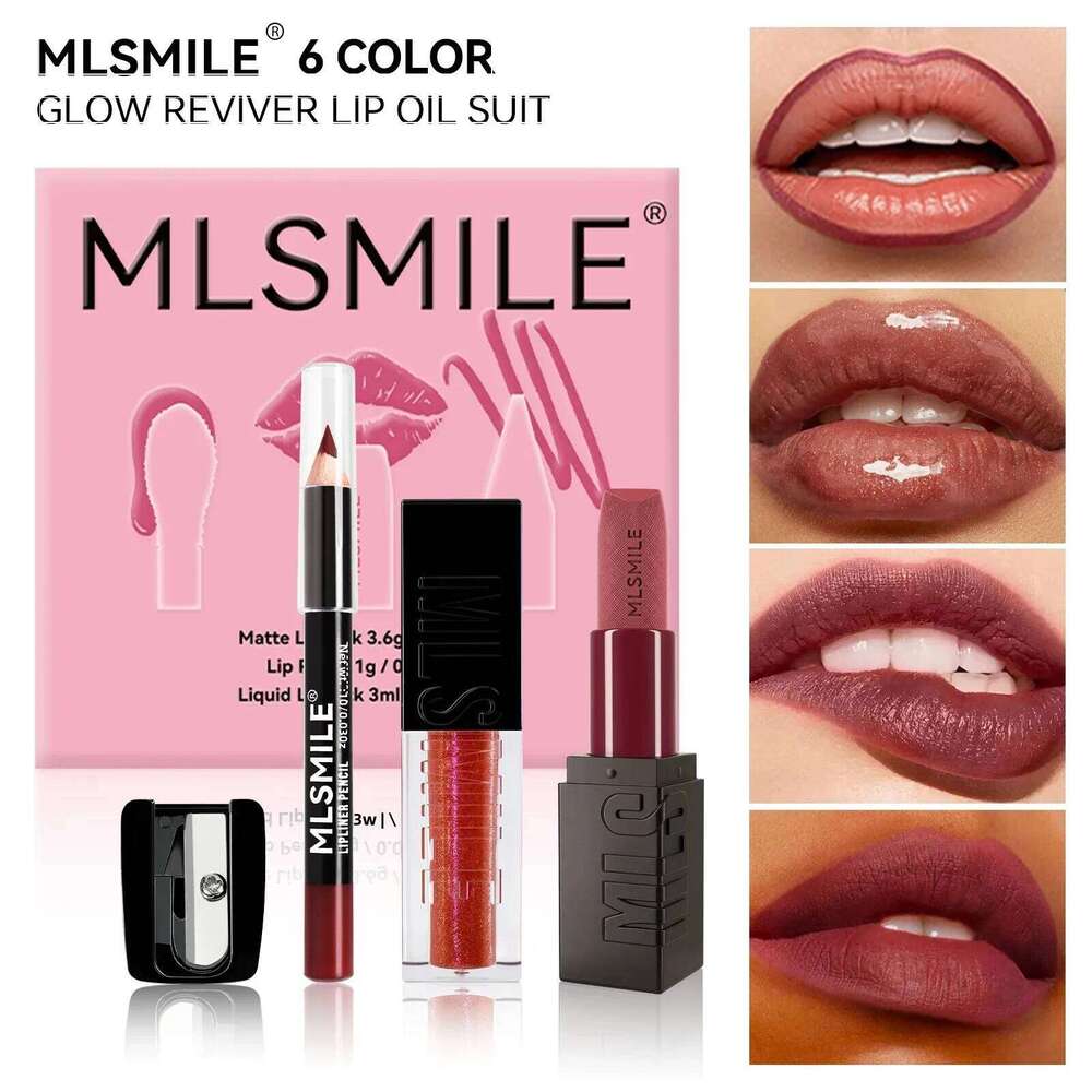 Long Lasting Matte Lipstick Set Velvet Glaze Hydrating Lip Liner Pencil With Mirror Sharpener Complete Makeup Kit Z260310