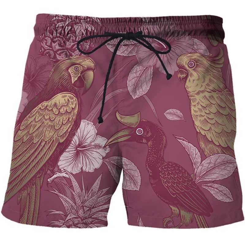 Retro Animal 3d Printed Shorts For Men Bird Snake Flower Street Short Beach Pants Summer Fashion Leisure Trend Short Trousers N260310