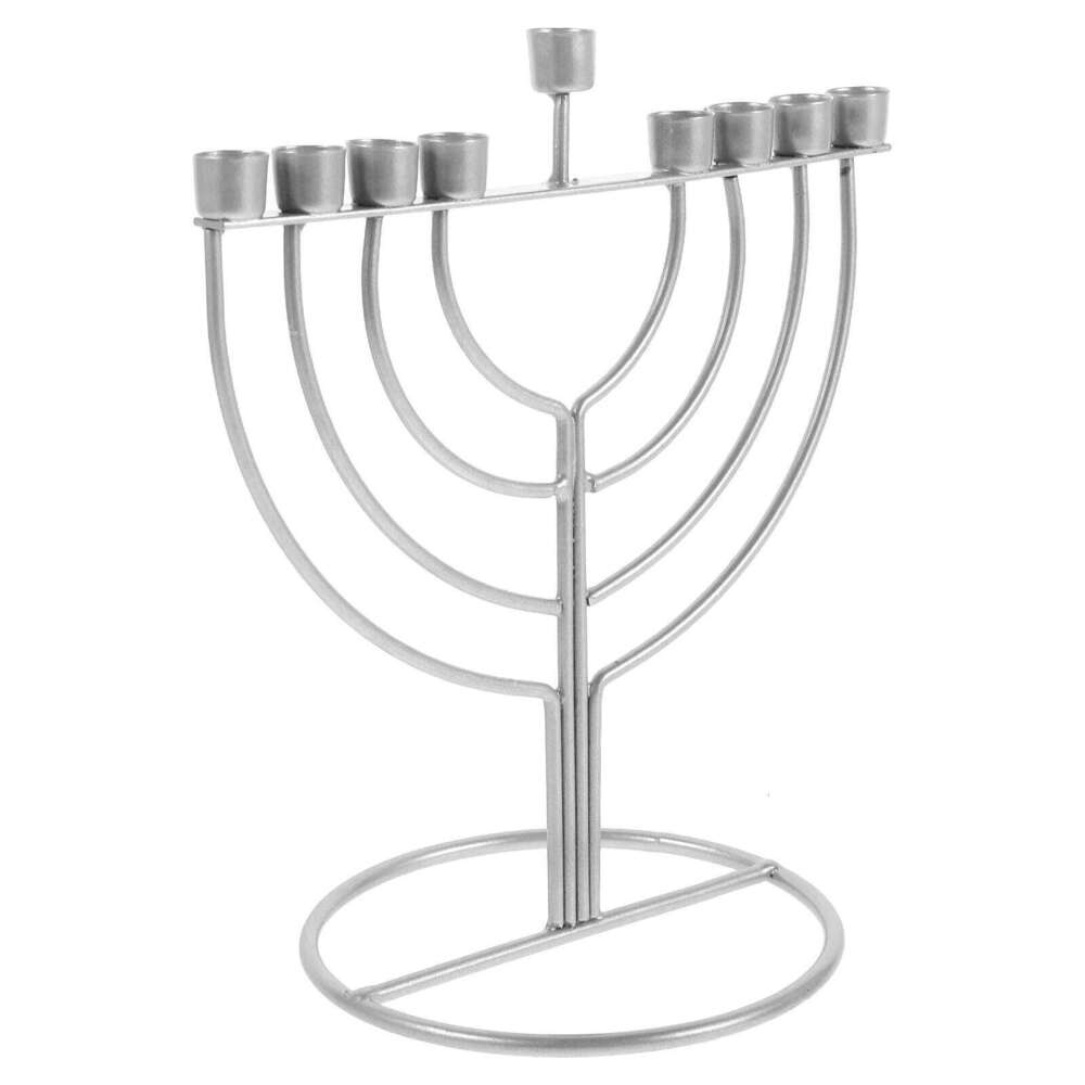 Hanukkah Holder Alloy 9-Branch Jewish Menorah Tabletop Religious Candlestick Decor For Festival Dining Table H260310