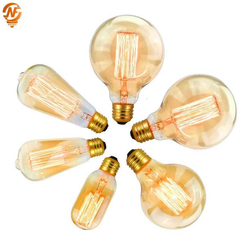 1-4Pcs Edison Bulb E27 220V 40W Retro Vintage Edison Lamp ST64 G80 G95 Incandescent Light Bulb Home Decor Filament Light Bulb H260310