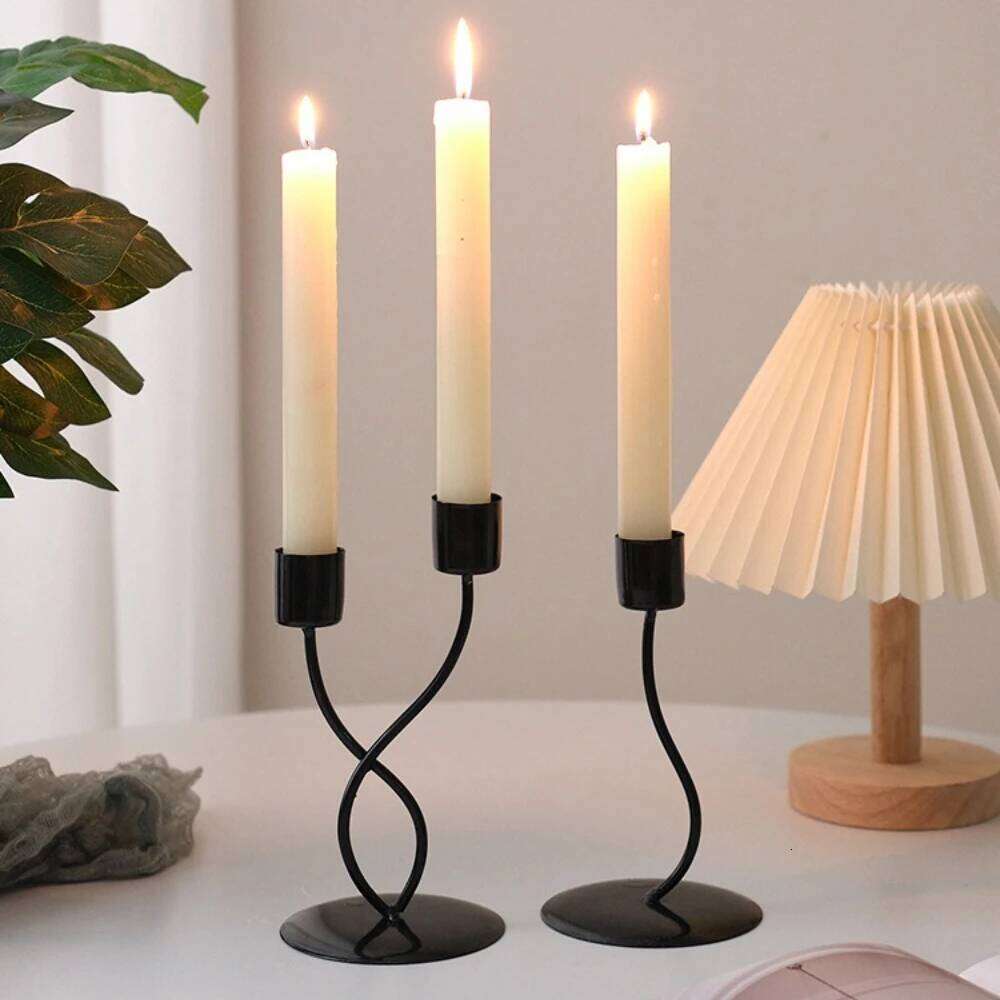 European Style Iron Candle Holder Romantic Dinner Table Decor Home Living Room Ornament for Candlelight Decoration H260310