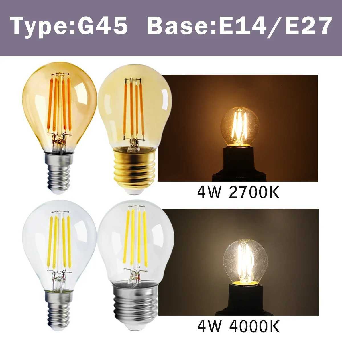 3pcs Retro Led Light Bulb E27 B22 E14 C35 A60 ST64 AC220-240V Edison Filament Bulb Vintage Warm Glass Lamp Lighting Indoor light H26031011