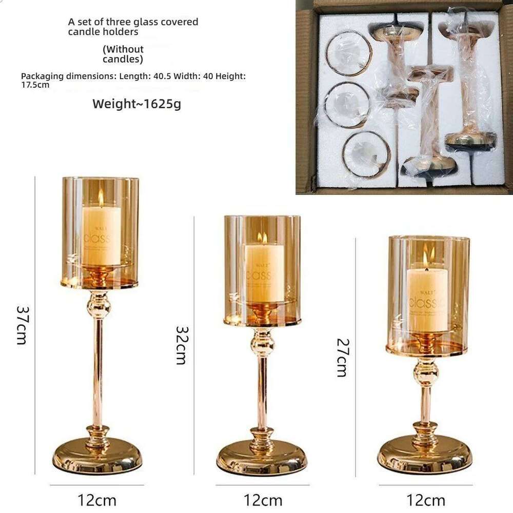 Windproof Clear Glass Candle Holder for - Thick Transparent Desktop Candlestick, Outdoor Dining Table Decor H260310