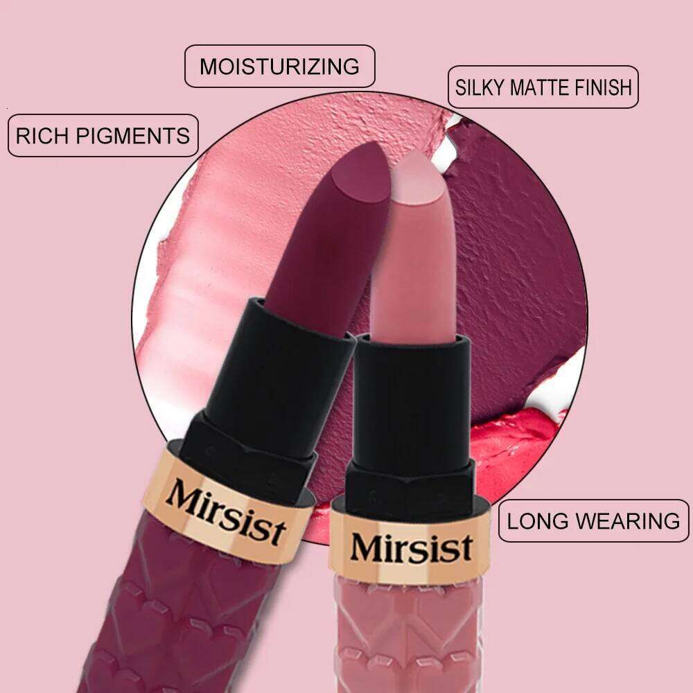 Matte Lipstick Nude Peach Brown Cherry Shades Velvety Smooth Long-Lasting Rich Pigment Waterproof Non-Stick Cup Lip Stick Makeup Z260310