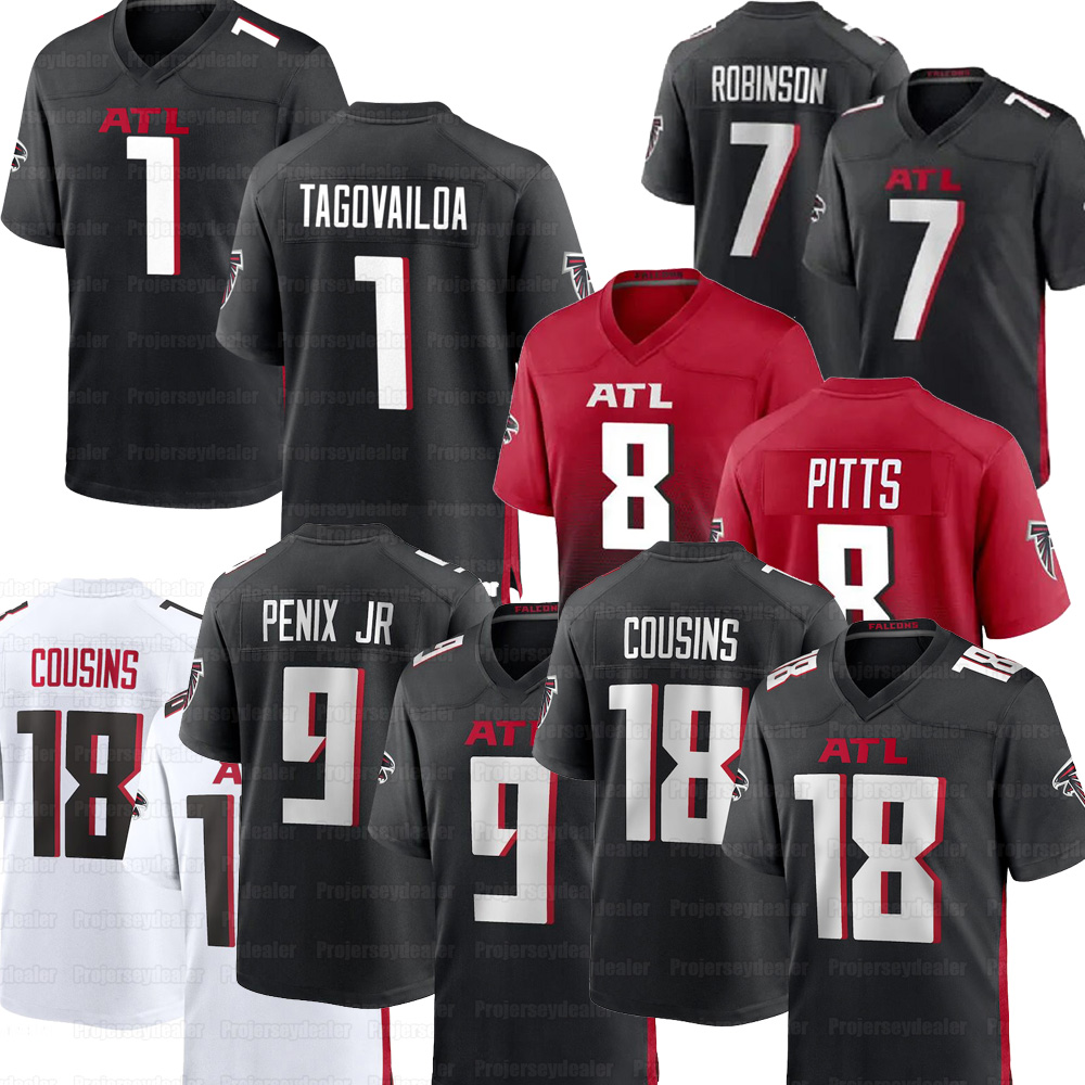 Tua Tagovailoa Falcon 2026 Football Jerseys 18 Kirk Cousins 7 Bijan Robinson 9 Michael Penix Jr. 5 Drake London Kaden Elliss Jessie Bates III Kyle Pitts Sr.