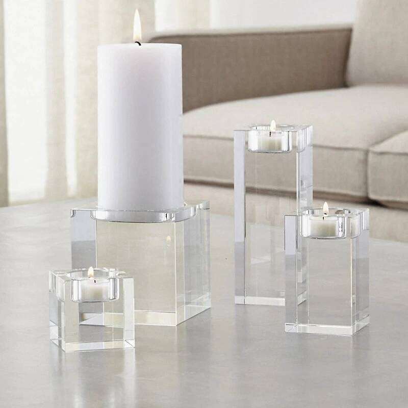 Crystal Glass Romantic Candle Holders Tealight Candlestick Wedding Decorations Home Party Ornaments Desktop H260310