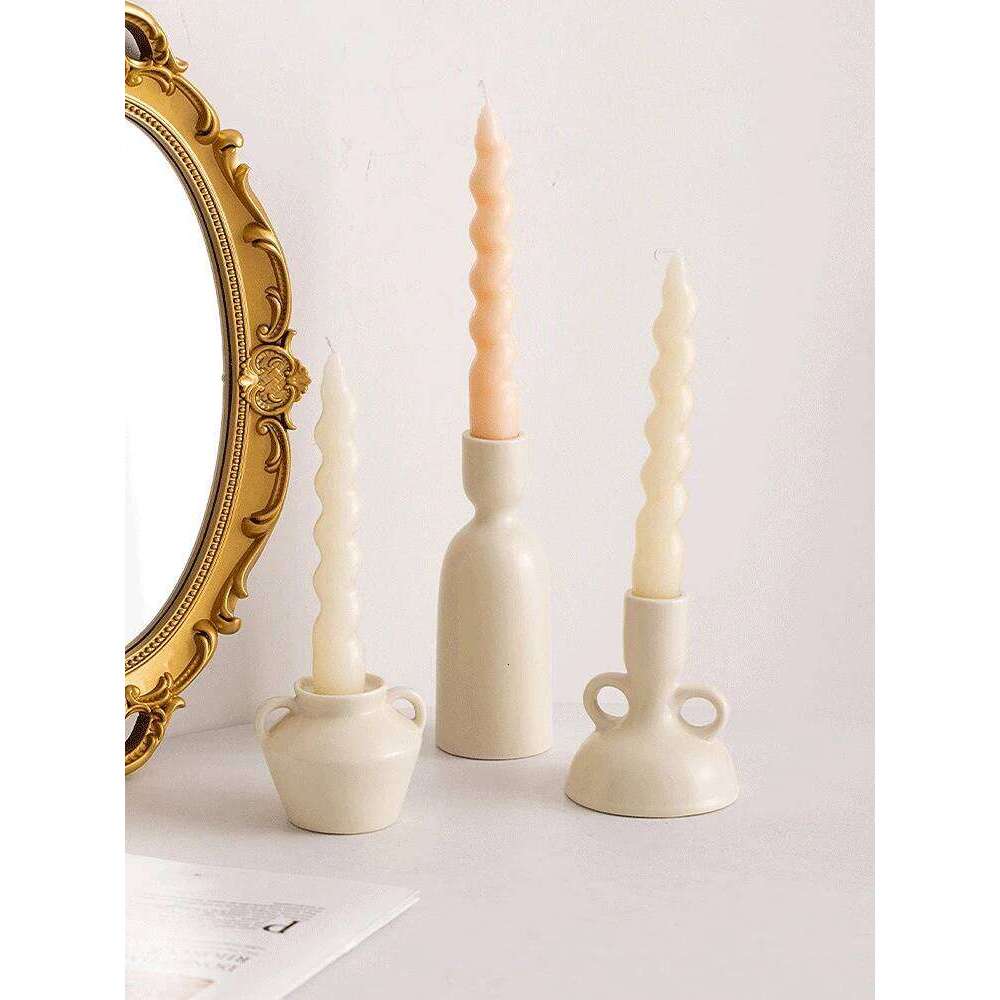 Ceramic Candle Holder Nordic Home Decoration Ins Cream Style Candlestick Wedding for Table Centerpiece Room Vintage Decor H260310
