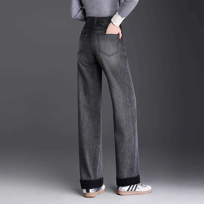 2025 Womens Spring and Autumn New High Waist Straight Leg Jeans Boutique Loose and Elegant Drop Feel Casual Pants M260310