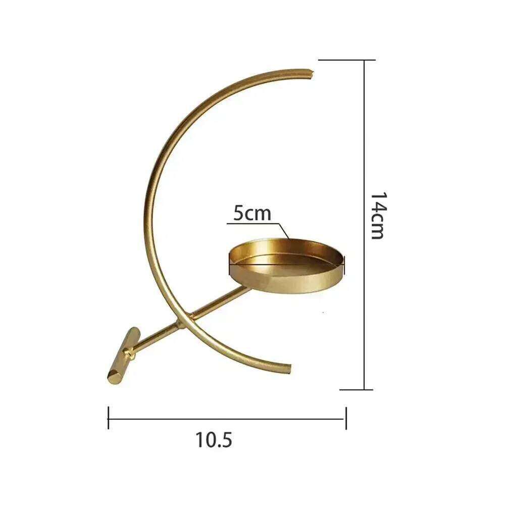 Semicircle Moon Candlestick Wrought Iron Taper Candle Holder Stand for Home Bedroom Living Room Decor Dinning H260310