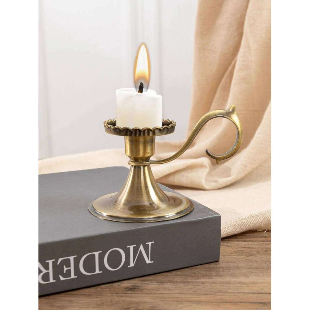 1PC European style church home villa handicraft ornaments metal hand-held holder magnifying candle romantic light H260310