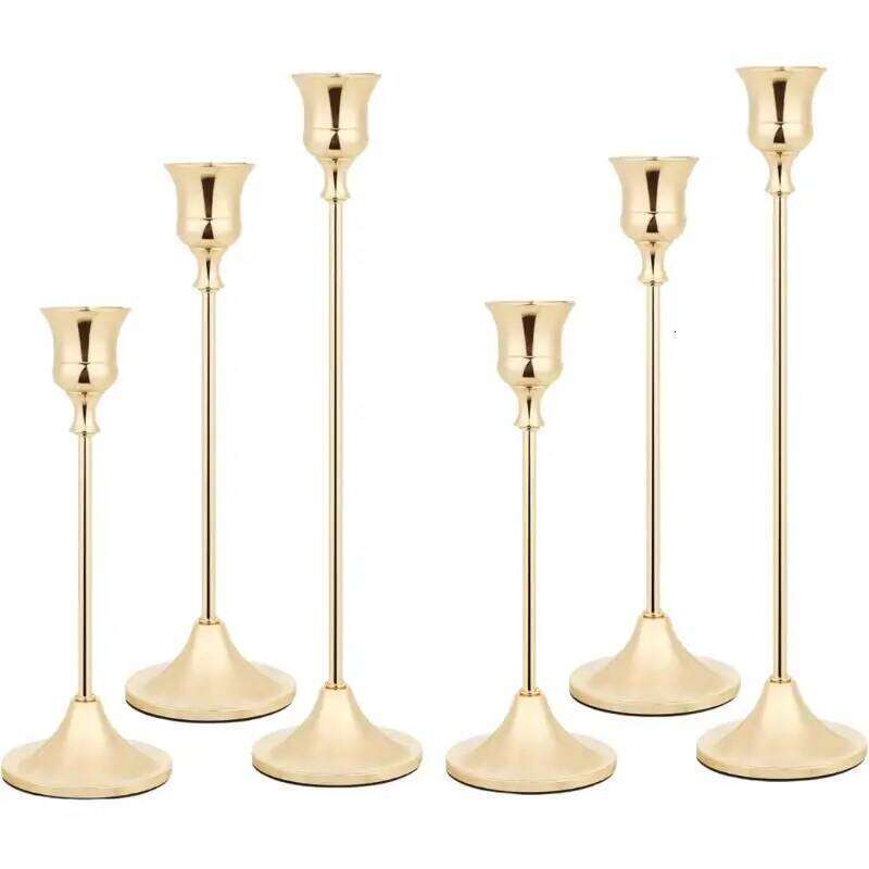 Vintage Elegant Metal Aluminum Set Of 3 Tabletop Candle Holders Suitable For Wedding Anniversary - Home And Hotel Decor... H260310