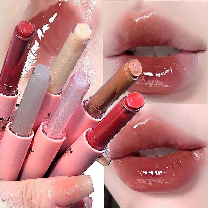 Watery Mirror Warm Change Lipstick Long-Lasting Moisturizing Non-stick Cup Shiny Solid Lip Gloss Red Sexy Lips Makeup Cosmetics Z260310