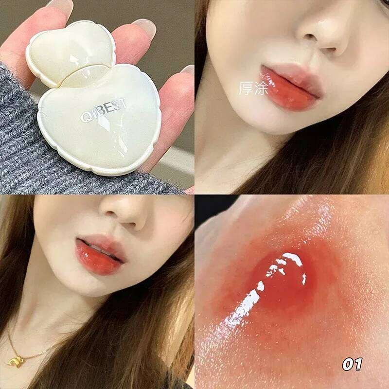 QIBEST 4 Colors Mirror Lips Gloss Jelly Hydrating Glaze Long Lasting Lipstick Tender Student Korean Cosmetics Lip Stain Tint Z260310