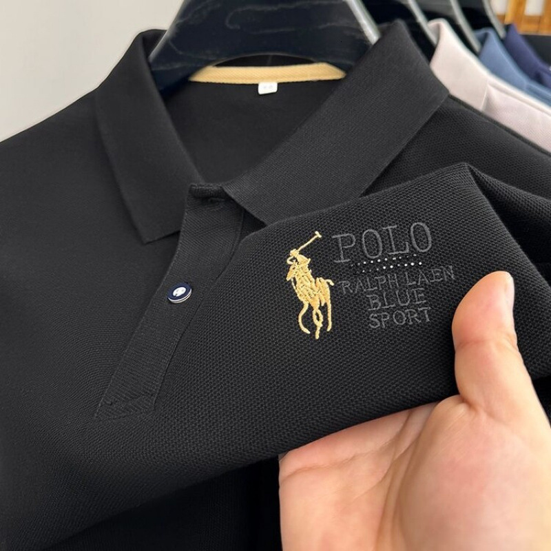 Luxury Brand Designer Clothes Turn-Down Collar Casual Solid Color Fashion Embroidery Imitation Cotton Summer Business New Men's Short Sleeve Polo
