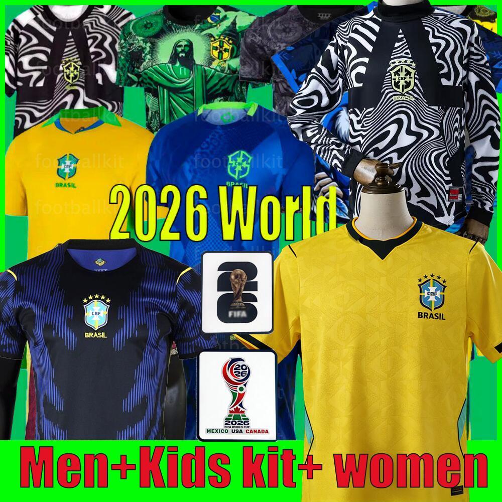Brazil Soccer Jersey 2026 World Cup - Canary Yellow Retro 1970 Home Shirt VINI JR 7 RAPHINHA 11 Kids Youth Men Brazil Football Kit 26 27 MEN KIDS