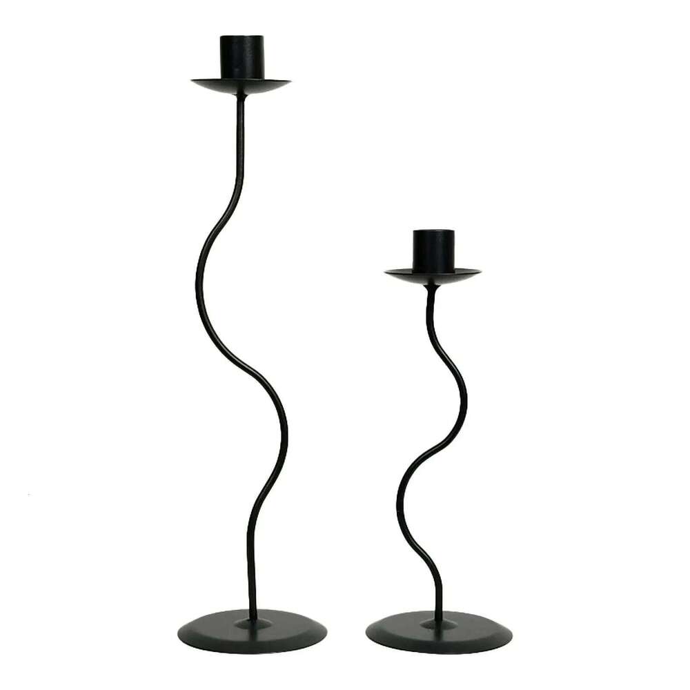 Black Iron Taper Candle Holder Tabletop Ornament for Mantle Fireplace Decor H260310