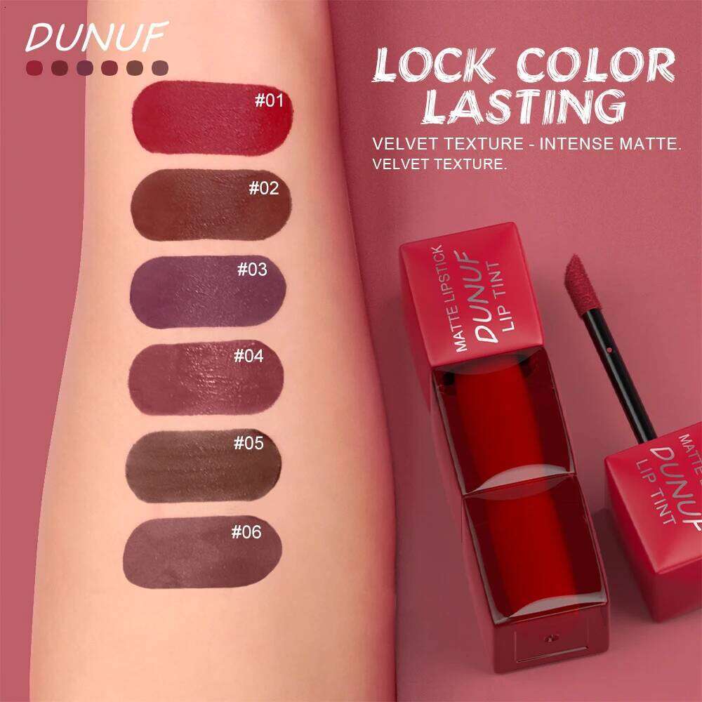 6pc/set Velvet Matte Lipstick Long-lasting Waterproof Gloss Lip Glaze Non-Stick Cup Nude Red High Pigment Y2K Christmas Gift Z260310