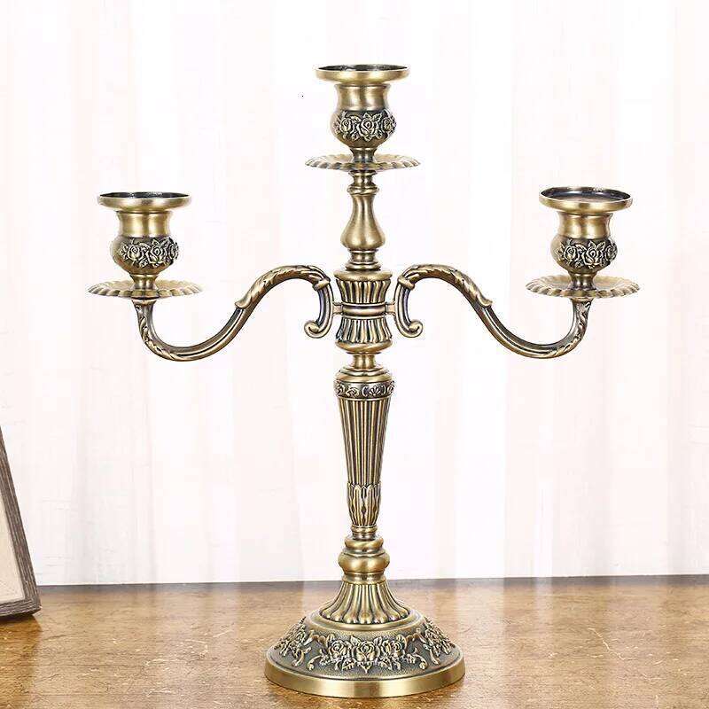 3/5 Heads European Retro Candlestick Decoration Household Candlelight Dinner Metal Holder Wedding Candle Stand Ornament H260310