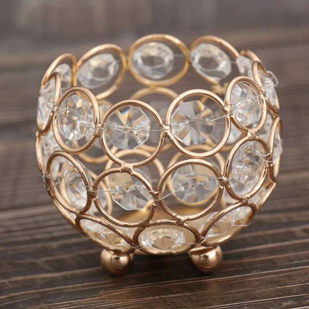 Crystal Tealight Candle Lantern Holders Gold Silver Candlesticks for Wedding Xmas Party Dinner Table Centerpieces Home Decors H260310