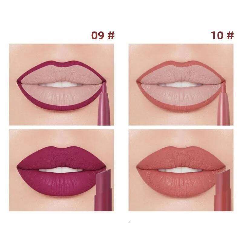 2 in 1 Matte Lip Liner Pencil Double Head Long Lasting Waterproof Nude Red Lipstick Pen Brighten Outline Stick Makeup Z260310