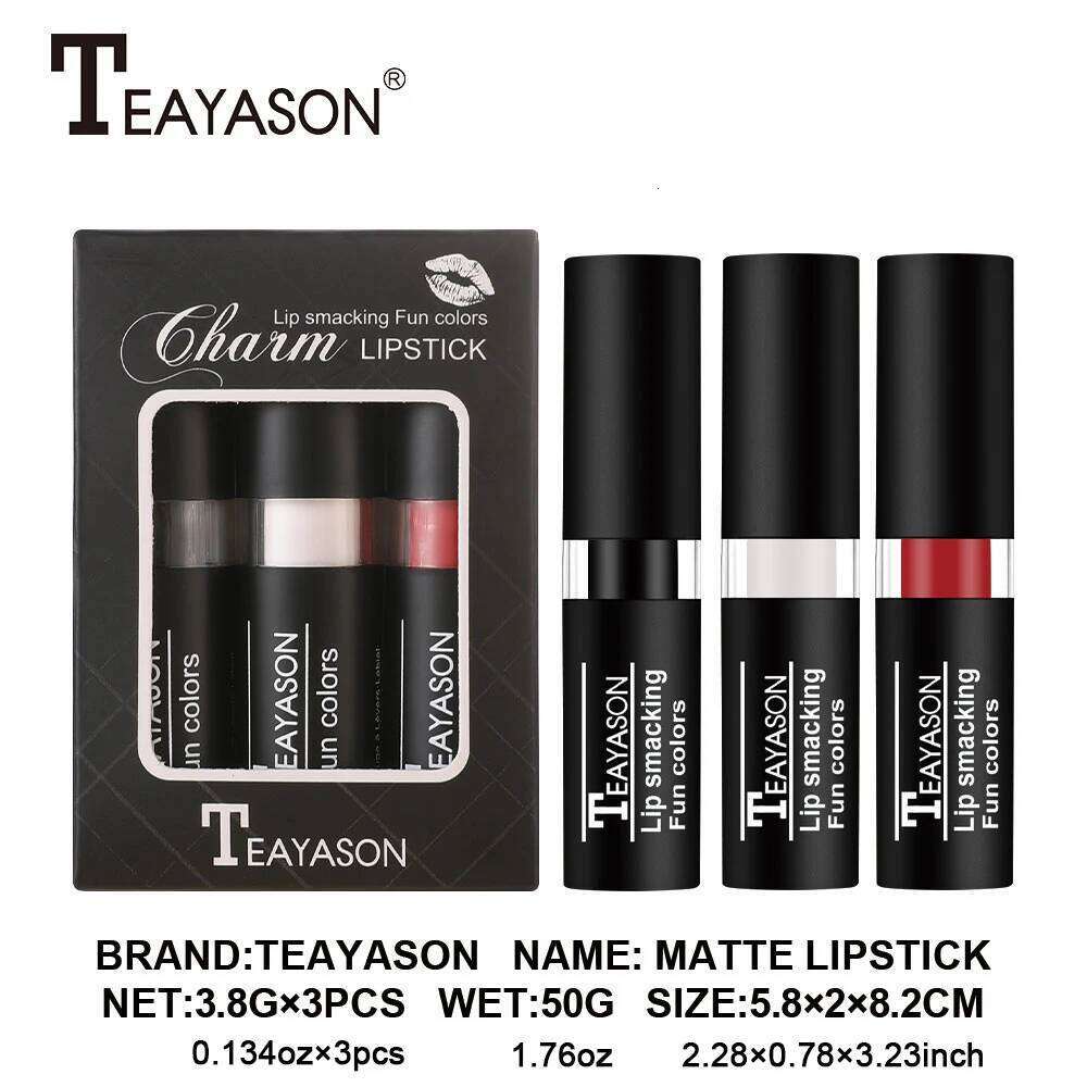 Three Velvet Matte Whitening Long-Lasting Non-Drying Black White Red Waterproof Sweat-Proof European and American Style Lipstick Set Z260310