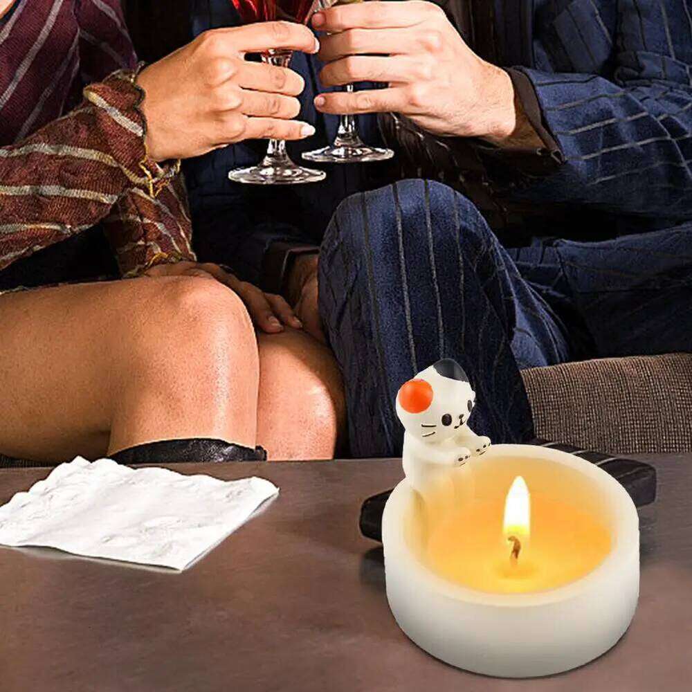 Cute Cartoon Cat Warming Paws Holder, Kitten Tea Light Candle Holder Ornaments Valentines Day Gifts H260310