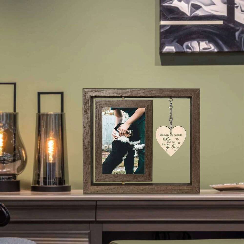 Wooden Postcard Solid Wood Rotatable Desktop Ornament Pet Commemorative Photo Frame H260310 - view 3