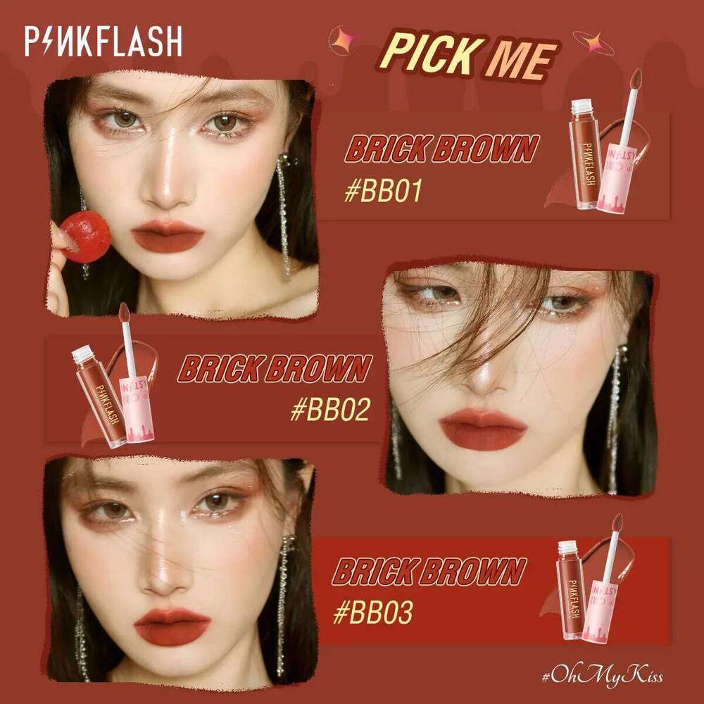PINKFLASH Wholesale Matte Lipstick Soft Red Nude Pink Melting Cream Waterproof Makeup Lipgloss Not Fade Mud Lip Tint Z260310
