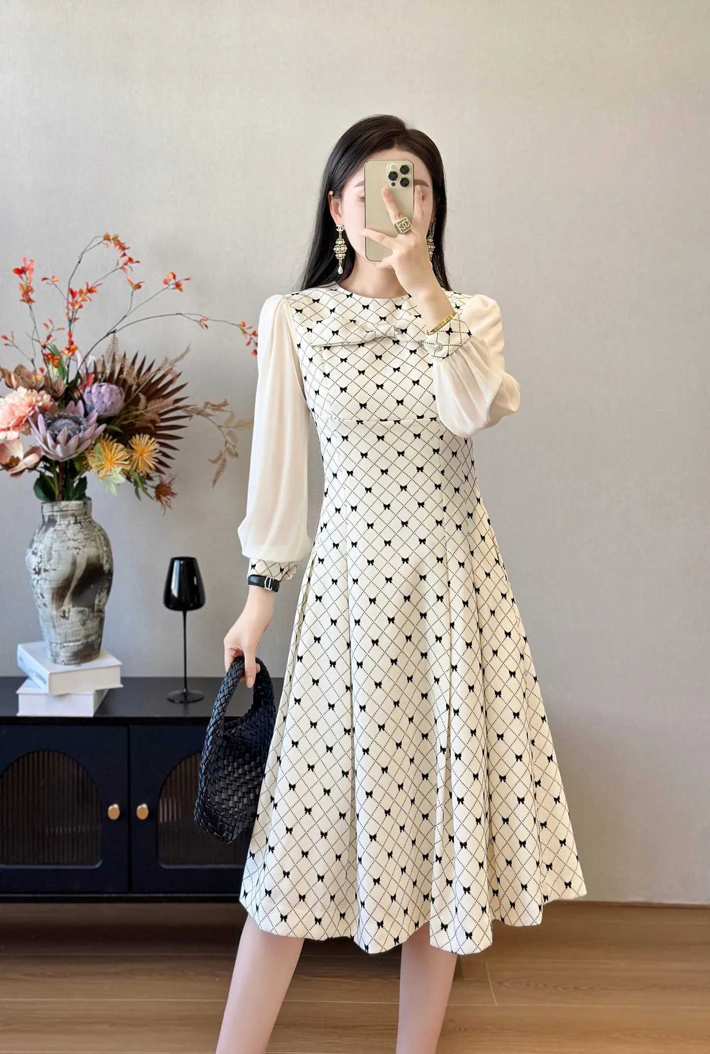 ZJYT Spring New Elegant Woman Dresses Long Sleeve 2026 Designer Bowknot Casual White Dress Female Fashion Clothes Vestidos LadyT260310