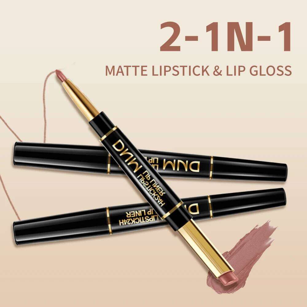 Double Headed Matt Waterproof Long Lasting Korean Woman Makeup Cosmetics Lips Glosses Lip Tint Pencil Lipstick Matte Z260310