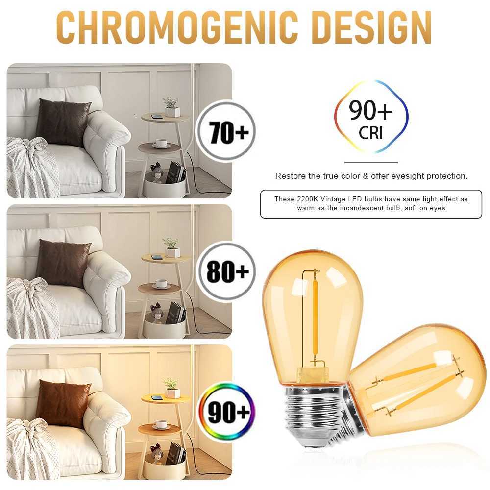 S14 Plastics Led Bulb E27 220V 110V Warm White 2W 1W Shatterproof Vintage Lamp Bulbs For String Light Outdoor Garden Decoration H260310