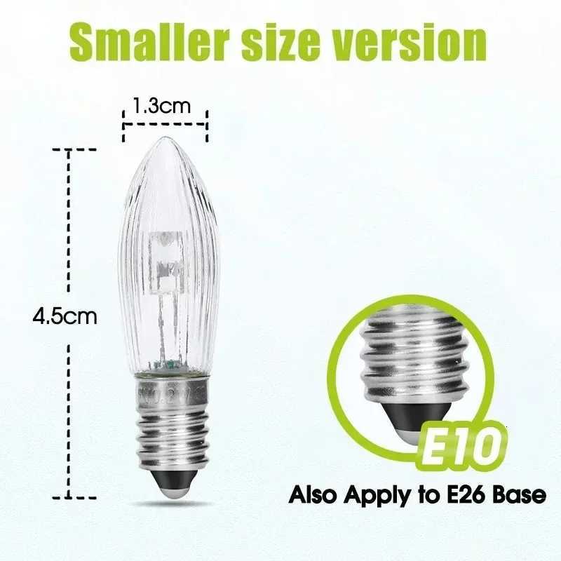 10PCS LED Filament Bulb E10 Warm White Edison Retro Candle Light Blubs Glass Bulbs Tapered Candles Replacement Bulbs H260310