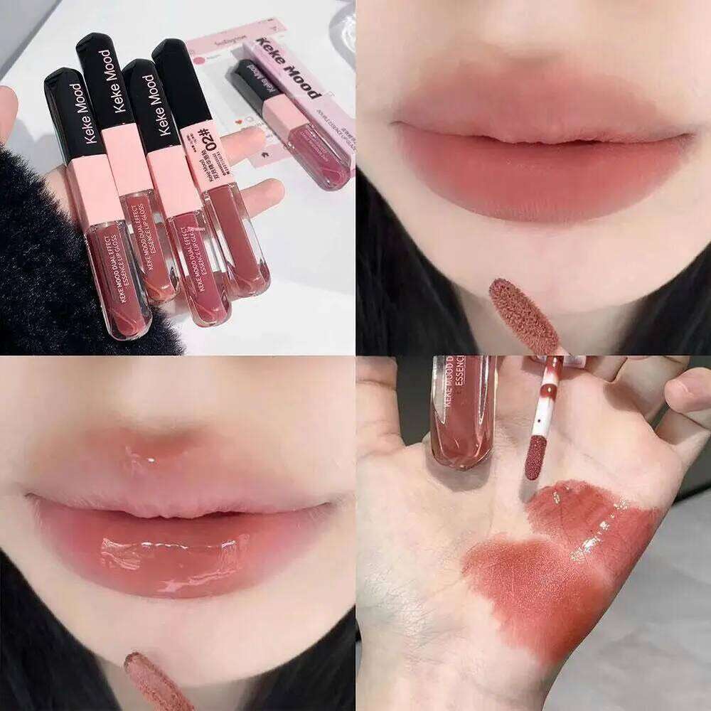Kekemood Double Head Mirror Water Light Glaze Waterproof Gloss Matte Velvet Liquid Lipstick Lasting Sexy Red Lip Makeup Z260310