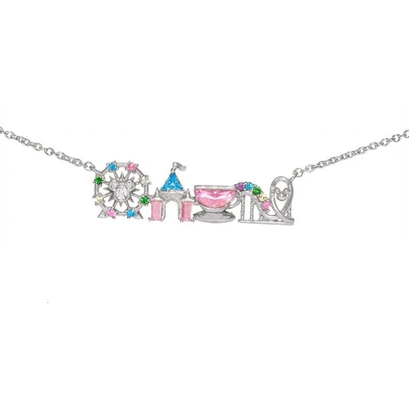 Cute Colorful Zircon Amusement Park Necklace For Women Girl Castle Vegetable Pendant Chain Necklaces Fashion Jewelry 260309