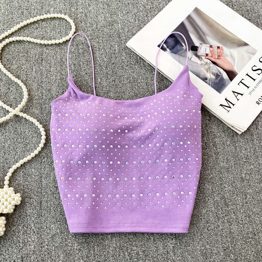 Rhine stone decorative vest with chest cushion, beautiful back, women's coat, pure desire, backless, slim fit, short bottom layer