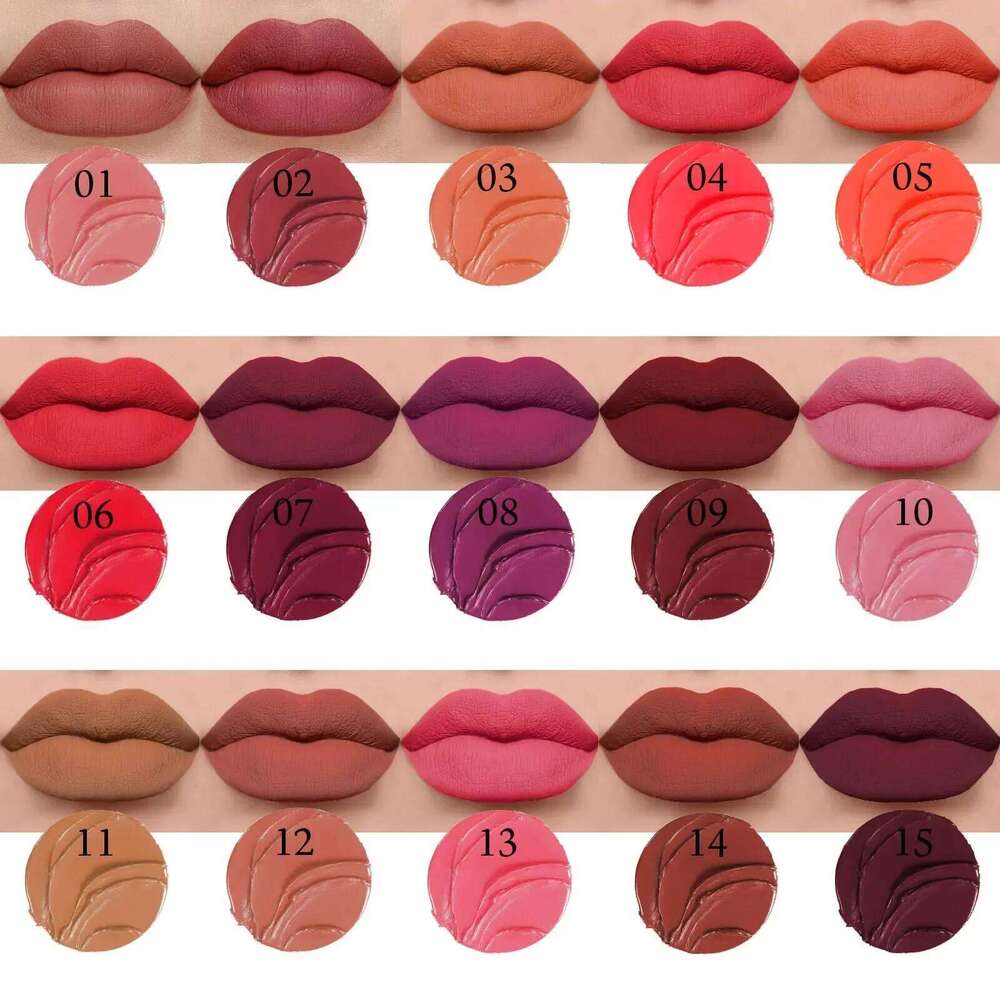 Matte Velvet Lipstick Waterproof Long Lasting Sexy Red Sticks Non-Stick Cup Makeup Lip Tint Pencil Cosmetics 15Colors Z260310