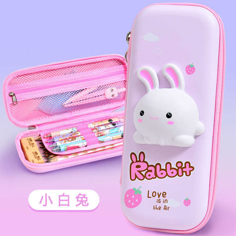 Decompression doll pencil box EVA primary school stationery box 3D kindergarten cartoon cute men and women creative pencil bag T260310
