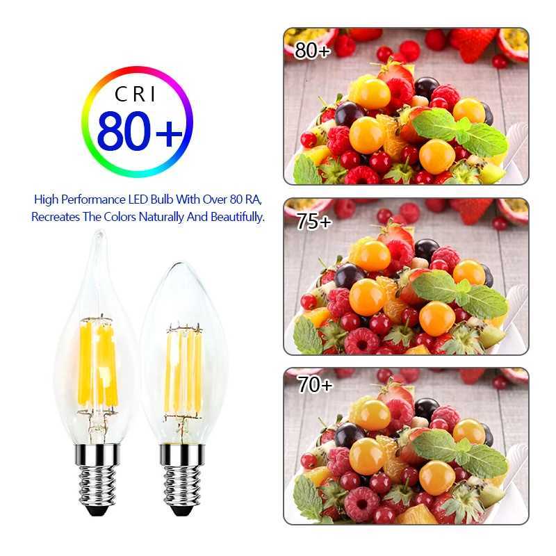 1-24PCS C35 Candle Led Bulb C35L E14 Base 2W 4W 6W 8W Edison Light Bulb 2700K Warm Cold White 6000K Chandelier Replacement Lamp H260310