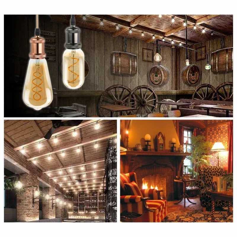 E14 E27 Retro LED Spiral Filament Light Bulb 4W Warm Yellow 220V C35 A60 T45 ST64 T185 T225 G80 G95 G125 Vintage Edison Lamp H260310