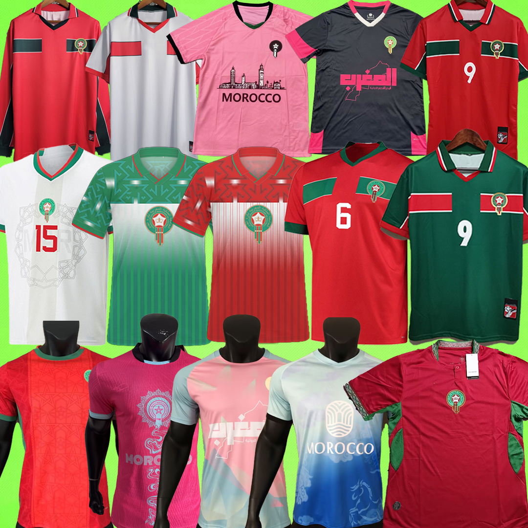 New + Retro 2025 2026 Morocco Retro Soccer Jerseys 1994 1998 ELHADRIOUI HADJI OUAKILI NEQROUZ player version 25 26 shorts Vintage Football Shirt kit Camiseta Futbol